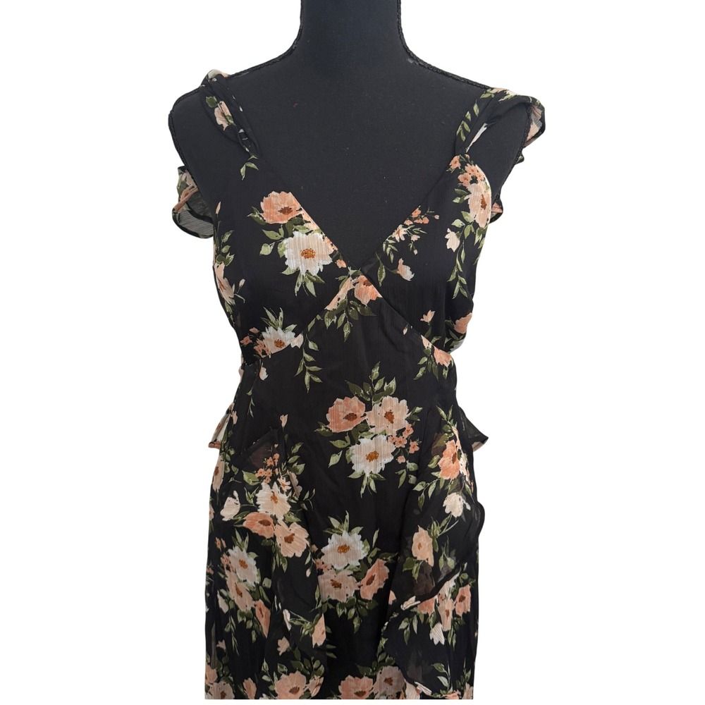 Old Navy The Occasion Womens Dark Floral Fairy Whimsigoth Babydoll Maxi Dress 0 - Picture 2 of 8